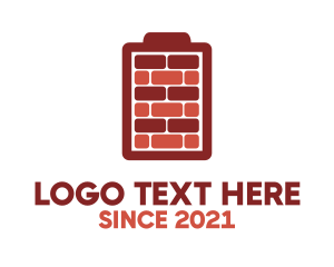 Battery - Red Battery Brick Wall logo design
