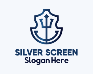 Sailor - Blue Trident Anchor Badge logo design