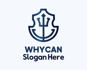 Seaman - Blue Trident Anchor Badge logo design