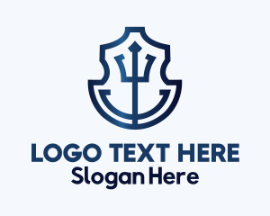 Mariner - Blue Trident Anchor Badge logo design