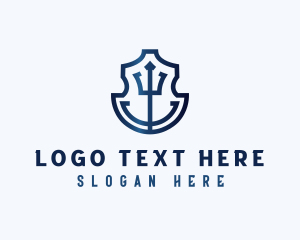 Ocean - Trident Anchor Shield logo design