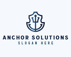 Trident Anchor Shield logo design