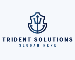 Trident Anchor Shield logo design