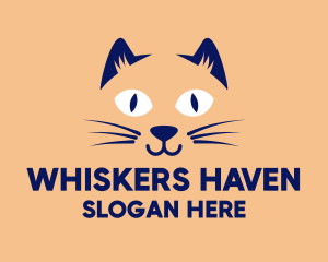 Whiskers - Happy Cat Face logo design