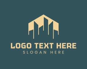 Real Estate - Hexagon Building Cityscape logo design