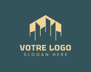 Hexagon Building Cityscape logo design