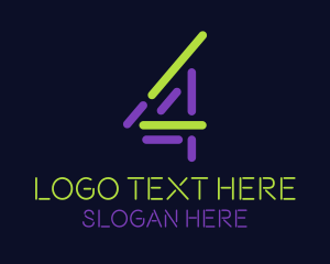 Letter Xa - Digital Number 4 logo design