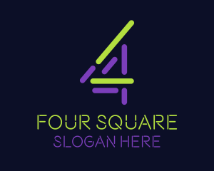 Four - Digital Number 4 logo design