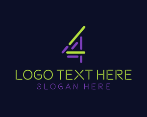 Digital Number 4 logo design