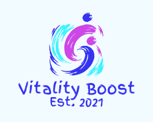 Vitality - Colorful Artsy Brushstroke logo design