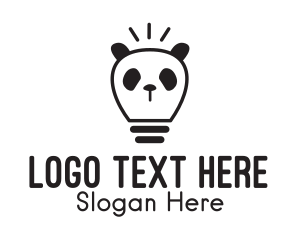 Stuffed Toy - Panda Light Bulb logo design