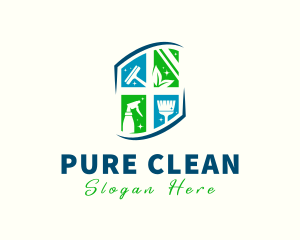 Housekeeper Cleaning Tools logo design