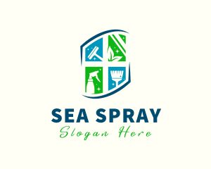 Housekeeper Cleaning Tools logo design