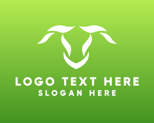 Vegan Meat - Leaf Animal Horns logo design