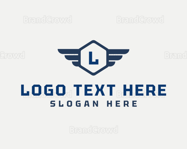 Hexagon Flight Wings Logistics Logo