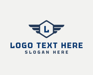 Express - Hexagon Flight Wings Logistics logo design