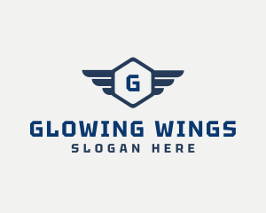 Hexagon Flight Wings Logistics logo design