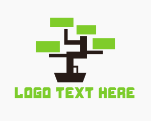 Ecological - Square Bonsai Tree logo design