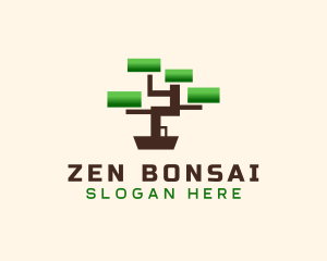 Bonsai - Square Bonsai Tree logo design