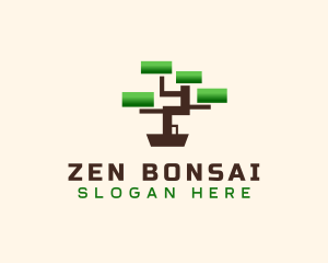 Square Bonsai Tree logo design