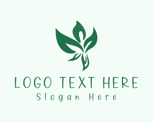Yoga - Green Plant Man logo design