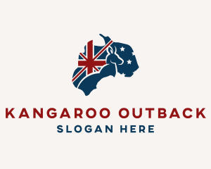 Kangaroo Australia Map logo design