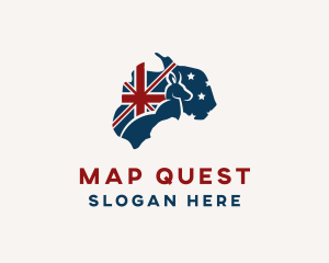 Kangaroo Australia Map logo design