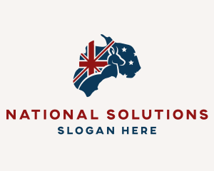 National - Kangaroo Australia Map logo design