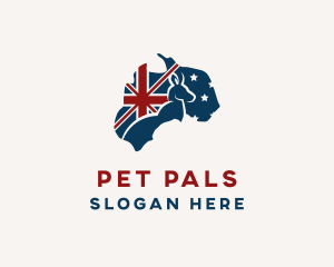 Kangaroo Australia Map logo design