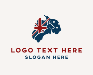 Zoo - Kangaroo Australia Map logo design