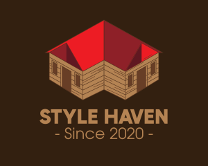 Hostel - Isometric Cabin House logo design