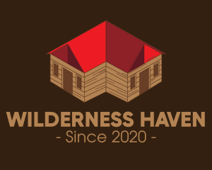 Lodge - Isometric Cabin House logo design