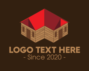 Hostel - Isometric Cabin House logo design