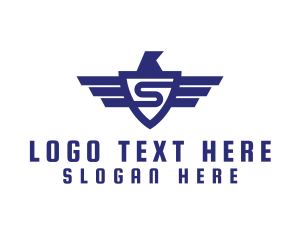Blue Wings - Eagle Shield Letter S logo design