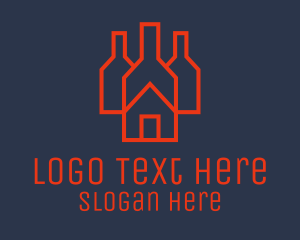 Bar - Red Bottle House logo design