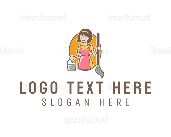 Happy Woman Cleaner Logo