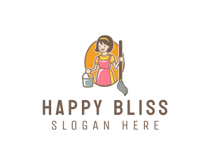 Happy Woman Cleaner logo design