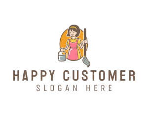 Happy Woman Cleaner logo design