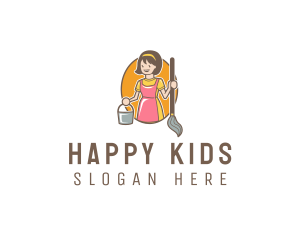 Happy Woman Cleaner logo design