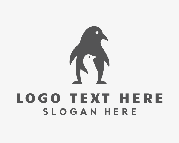 Chick - Gray Penguin & Baby logo design