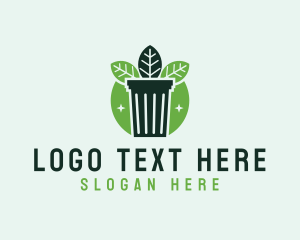 Recycling Bin - Eco Garbage Bin Leaf logo design