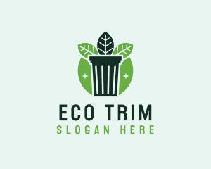 Eco Garbage Bin Leaf logo design