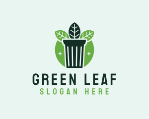 Eco Garbage Bin Leaf logo design