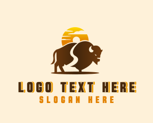 Meat Shop - Sunset Buffalo Explorer logo design