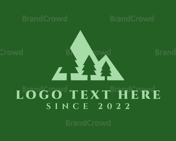 Green Pine Tree Mountain Logo