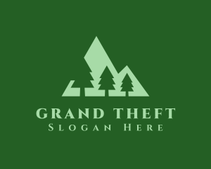 Green Pine Tree Mountain Logo