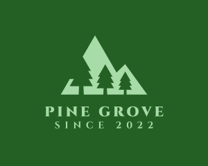 Green Pine Tree Mountain logo design