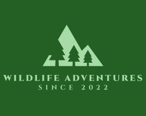 Green Pine Tree Mountain logo design