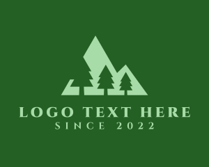 Trekking - Green Pine Tree Mountain logo design