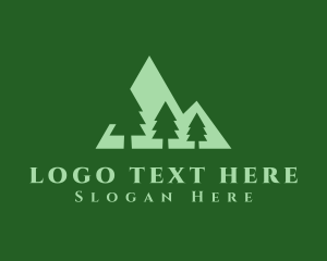 Green Pine Tree Mountain Logo